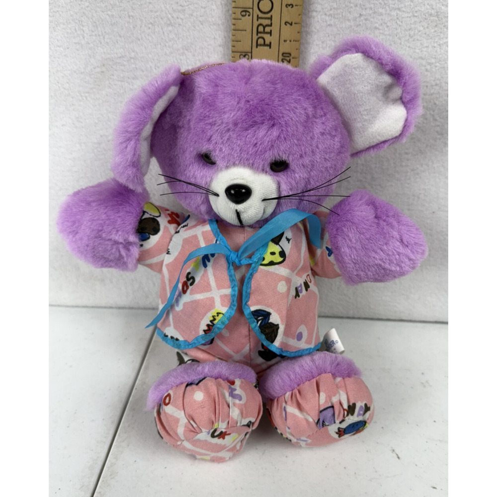 VTG Plush Mouse Mushroom Print‎ Purple Multicolor Dan Brechner